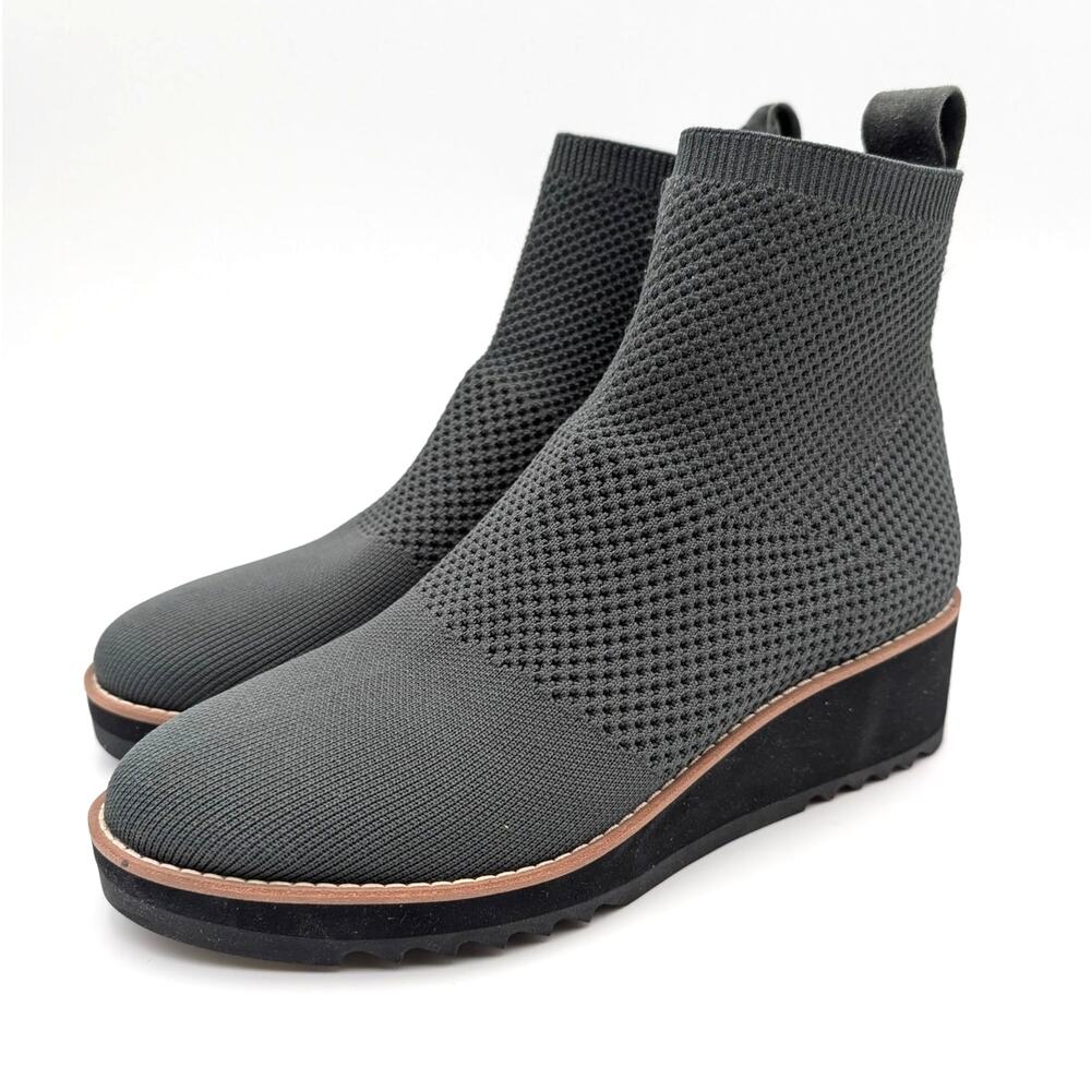 Eileen Fisher Amos Wedge Ankle Boots Round Toe Women's Gray Knit Size US8.5 EU39
